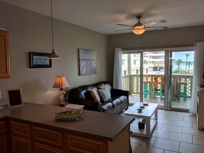 Open kitchen and living area