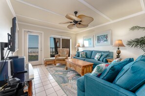 You and your guests will love catching up in our cozy living space. There is also a sofa sleeper for any extra or overnight guests. 