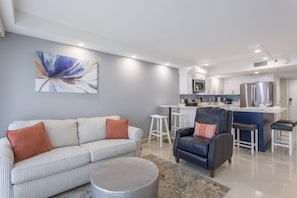 Make yourself at home in our casual living space. The open floor plan feels light and airy.