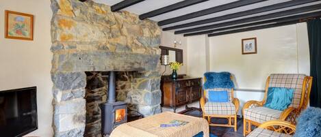 Living Room with wood burning stove