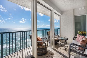 Cozy outdoor furniture to take in the ocean views