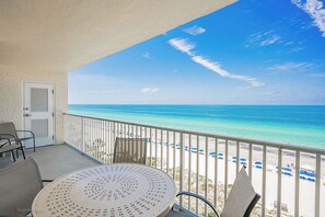 Covered balcony to enjoy the view and listen to the surf