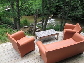 Patio Seating Overlooking Rushing Creek