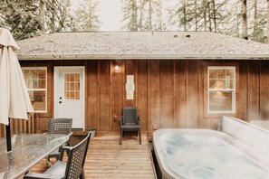 Out back is your own private hot tub