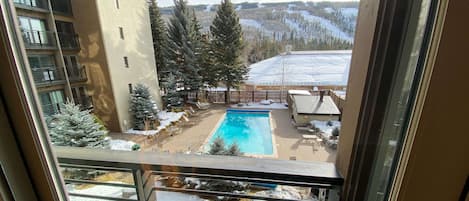 View to the pool and Vail Mountain