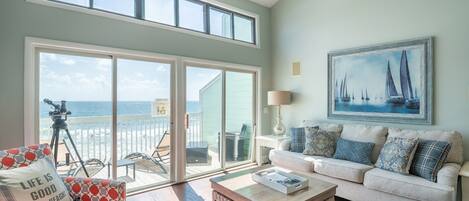 Oceanfront Living Room With Ocean Views