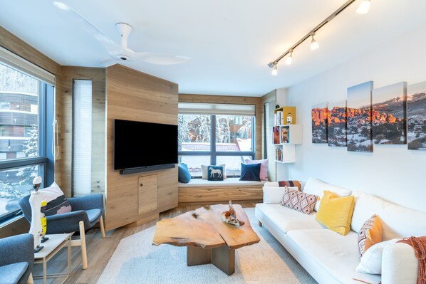 Living room with a sofa and a flat-screen TV
