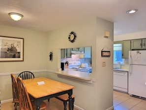 Dining area with view to kitchen