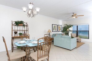 Our open floor plan connects our living and dining areas.