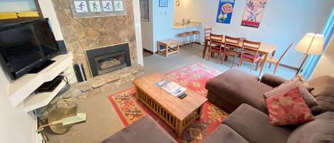 Living area with gas fireplace