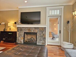 TV and gas fireplace