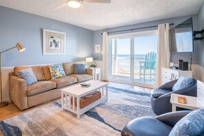 Oceanfront Living Room just redecorated!