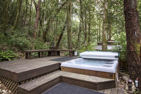 Unwind in the private hot tub
