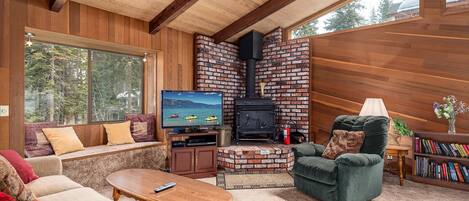 Living Area with Wood Stove