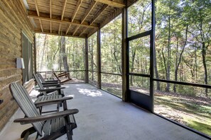 Deck charis are located on the bottom level of the screened porches.