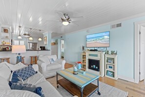 Enjoy a movie on the flat screen TV
