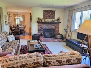 Living area with fireplace