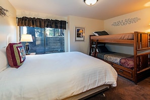 Master bedroom: King bed, Twin bunk bed