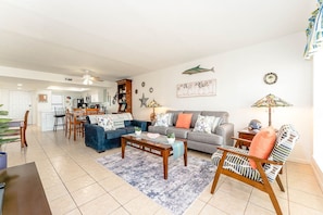 Our living spaces flow together like the conversations you and your family will have this vacation.
