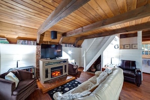 Living room with fireplace insert