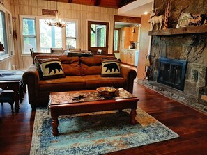 Living Room w/Fireplace Open to Dining Kitchen
