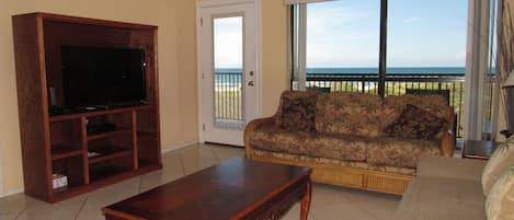 Our off-beat condo is perfectly positioned for the best views of the  tropical resort and the crashing waves.