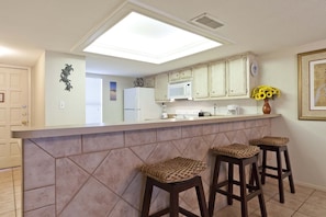 Plenty of cabinets and space in the kitchen.