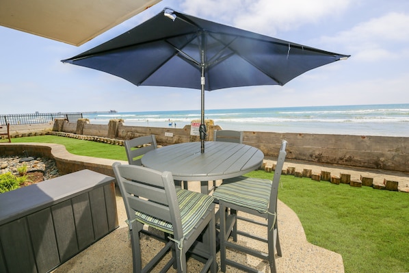 Unwind with the sound of the waves just steps away.