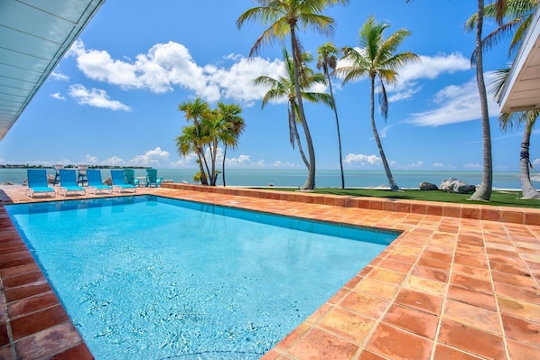 Pool and Patio with Open Water views 1