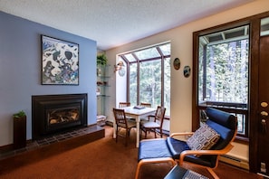 Living room with cozy gas fireplace