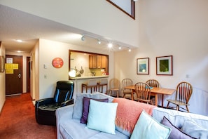 Living room and dining view