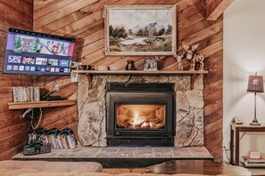 Indoors, Fireplace, Hardwood, Stained Wood, Hearth