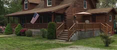 42’x8’ covered porch with side deck. 
Water view on side deck