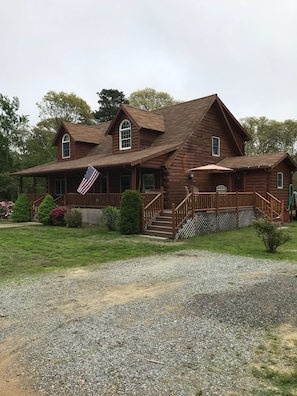 42’x8’ covered porch with side deck. 
Water view on side deck