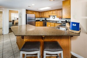 Bar seating/kitchen view