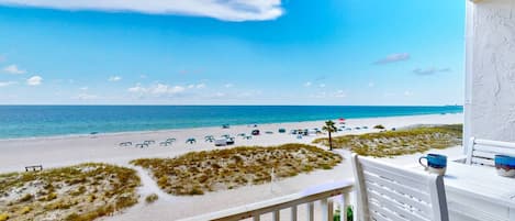 Private Beachfront Balcony with Bar Stool Seating