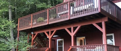 Three levels of decks to enjoy the view of the Delaware River