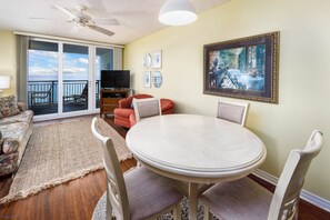 Dining seats 4 and living room