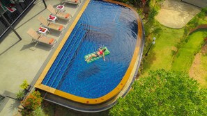 Infinity salt water swimming pool
