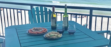 Balcony dining and view