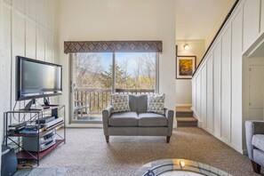 Step out onto the private deck.