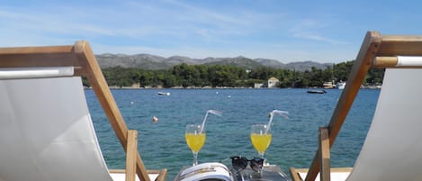 Deck chairs with the stunning sea view