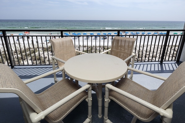 Balcony seating and view