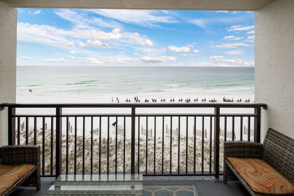 Balcony seating and view