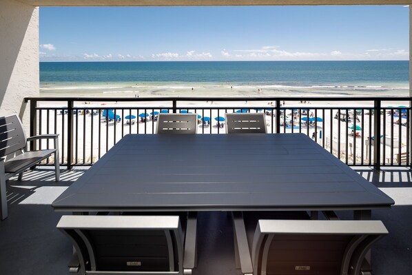 Balcony seating/dining and view