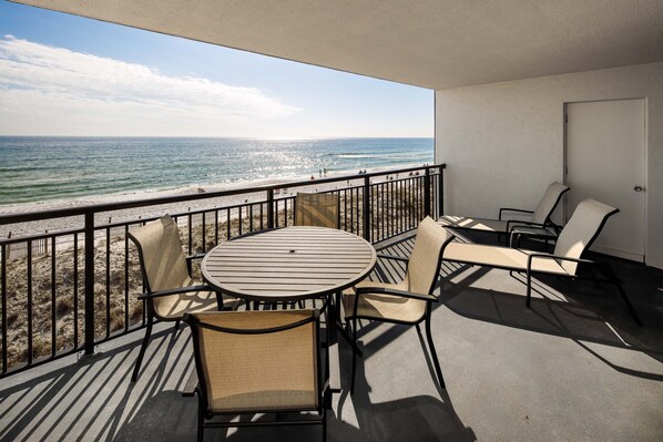 Balcony dining and view