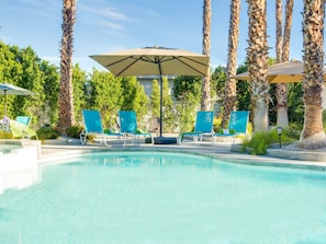 Plenty of poolside chaise lounges