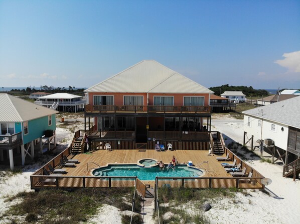 Aerial view of house and pool taken by guest. 