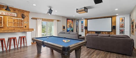 Large Lower Level Rec Room with Theater and surround sound