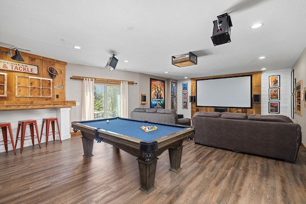 Large Lower Level Rec Room with Theater and surround sound